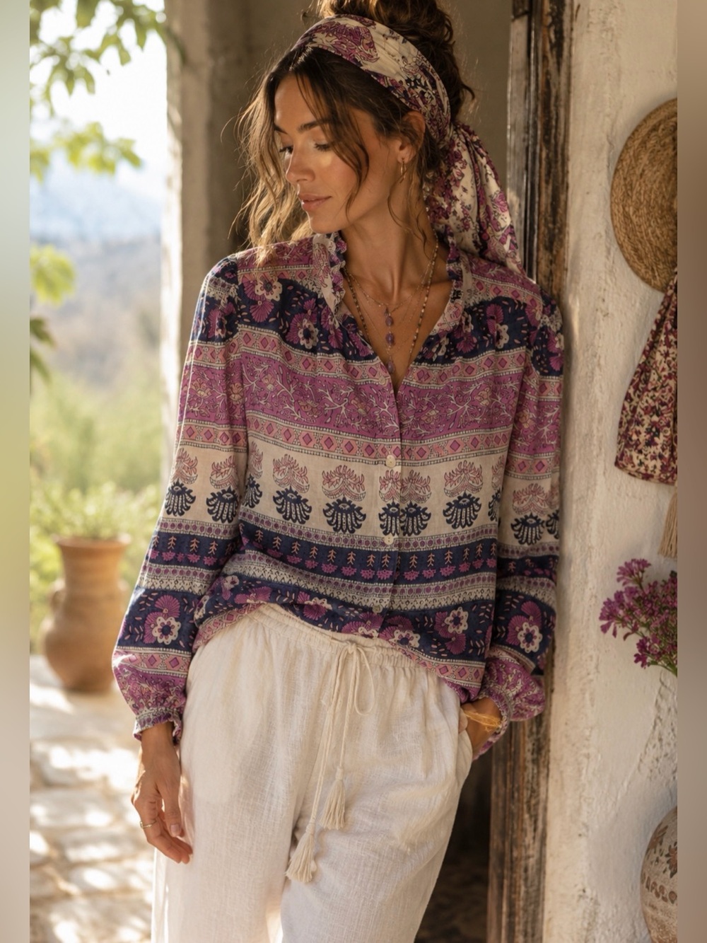 Alix of Bohemia Annabel Lavender Dawn Cotton Shirt Blouse S